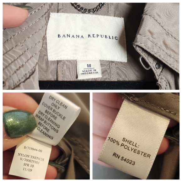 Banana Republic Beige Nylon Double Breasted Belted Trench Coat Size Medium - Picture 2 of 16